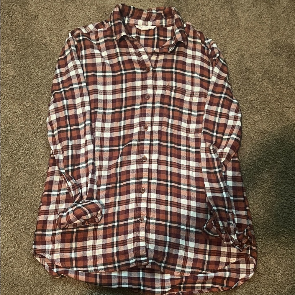 beachlunchlounge Men's Plaid Shirt - Brown and White